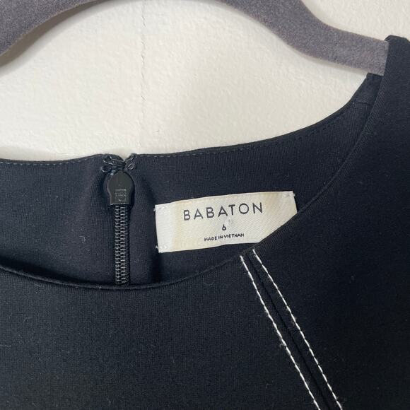 Aritzia Babaton Miguel Black Contrast Seam Ponte Sheath Dress Sz 6 Workwear - Picture 3 of 13